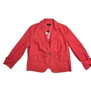 Talbots Red Single-Button Cotton Linen Blazer Jacket NWT Plus 18W